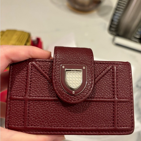 DIOR Authentic Burgundy Calfskin Leather Diorama Gusset Card Holder - Picture 7 of 17